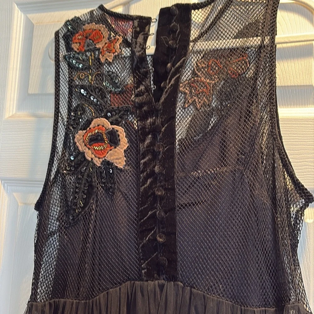 Anthropologie Not So Serious by Pallavi Mohan Midnight Garden Maxi Dress - Picture 14 of 14